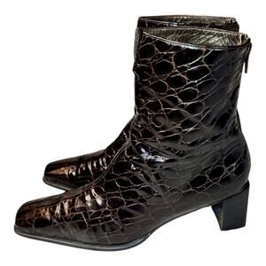 Vintage Stuart Weitzman Women's Textured Faux Snakeskin Leather Boots Spain